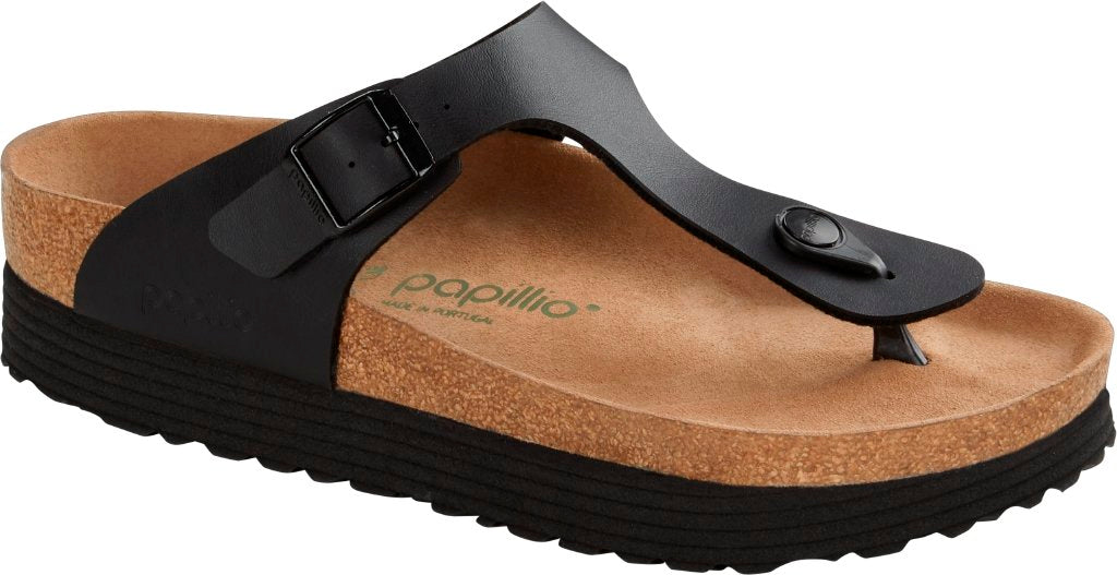 Birkenstock Gizeh Grooved Papillio vegan Ciabatte Sandali Infradito Donna Birko Flor grooved black veg calzata normale 1018546 AMUVIA